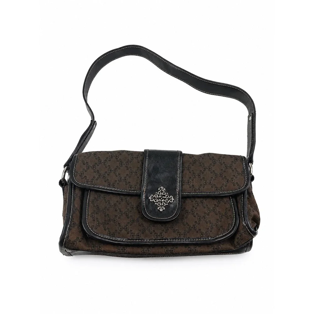 Vintage Y2K Brown Monogram Baguette Chic Shoulder Bag